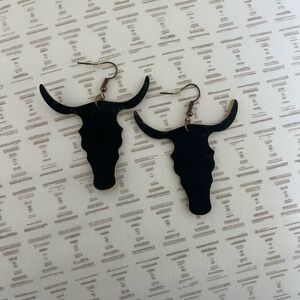 Black Bull Skull Earrings